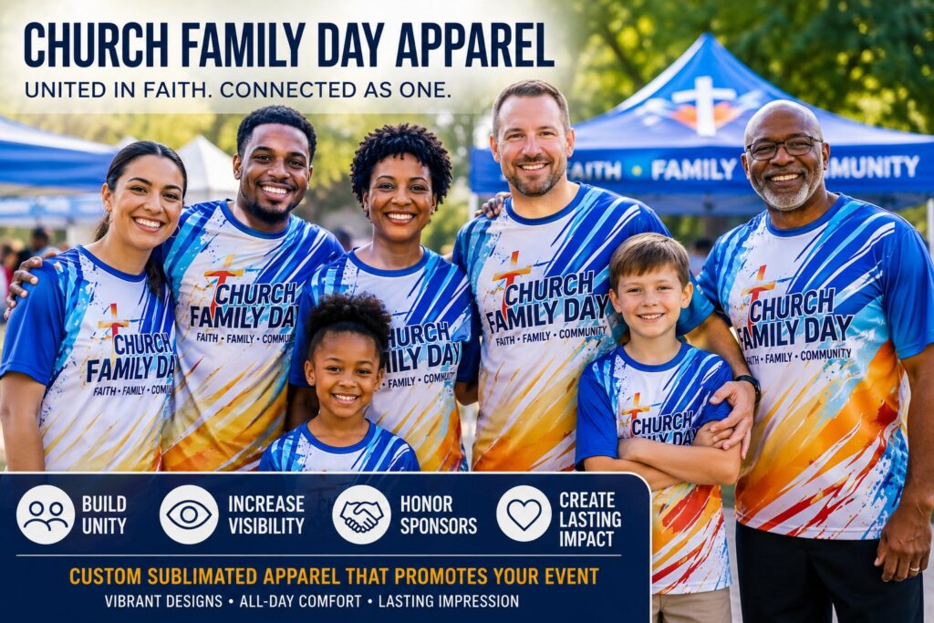 Church Family Day Apparel: How Custom Sublimated Shirts Increase Event Visibility, Unity, and Sponsorship Success